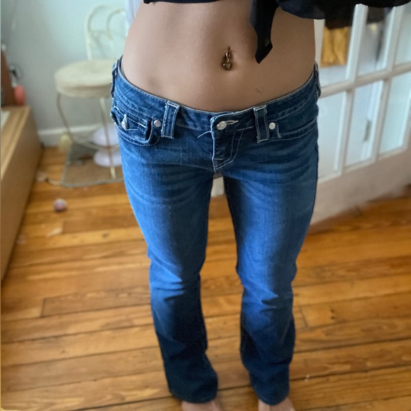 Vintage 28W Rhinestone Y2K True Religion Boot Leg Flares - Picture 3 of 5